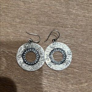 Silver Textured Circle Earrings by Silpada.